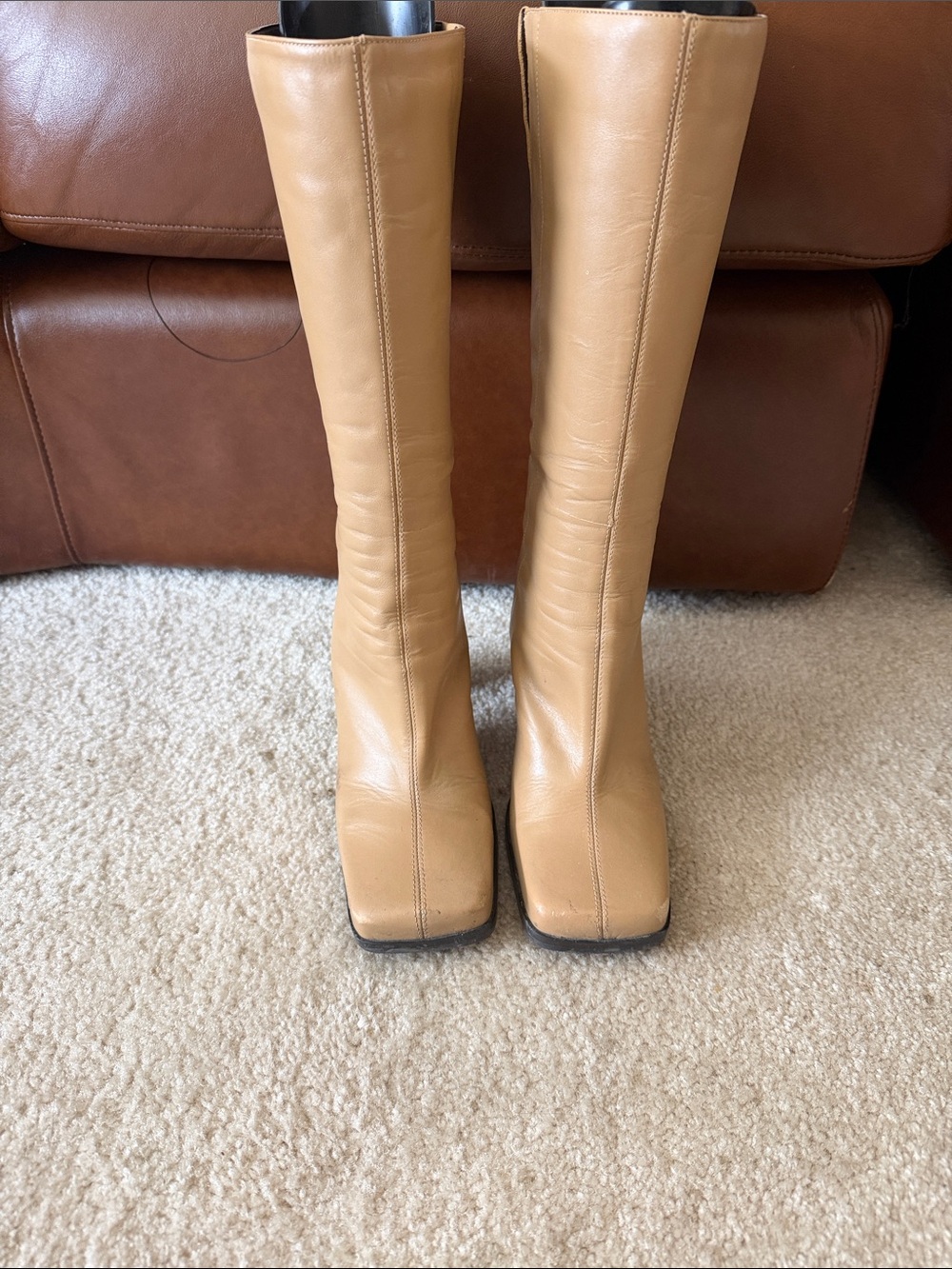 Aldo Knee-High Leather Boots in Tan